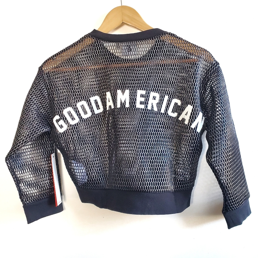 New Good American The Warrior Crop Cover-Up Top XS NWT - Picture 14 of 15